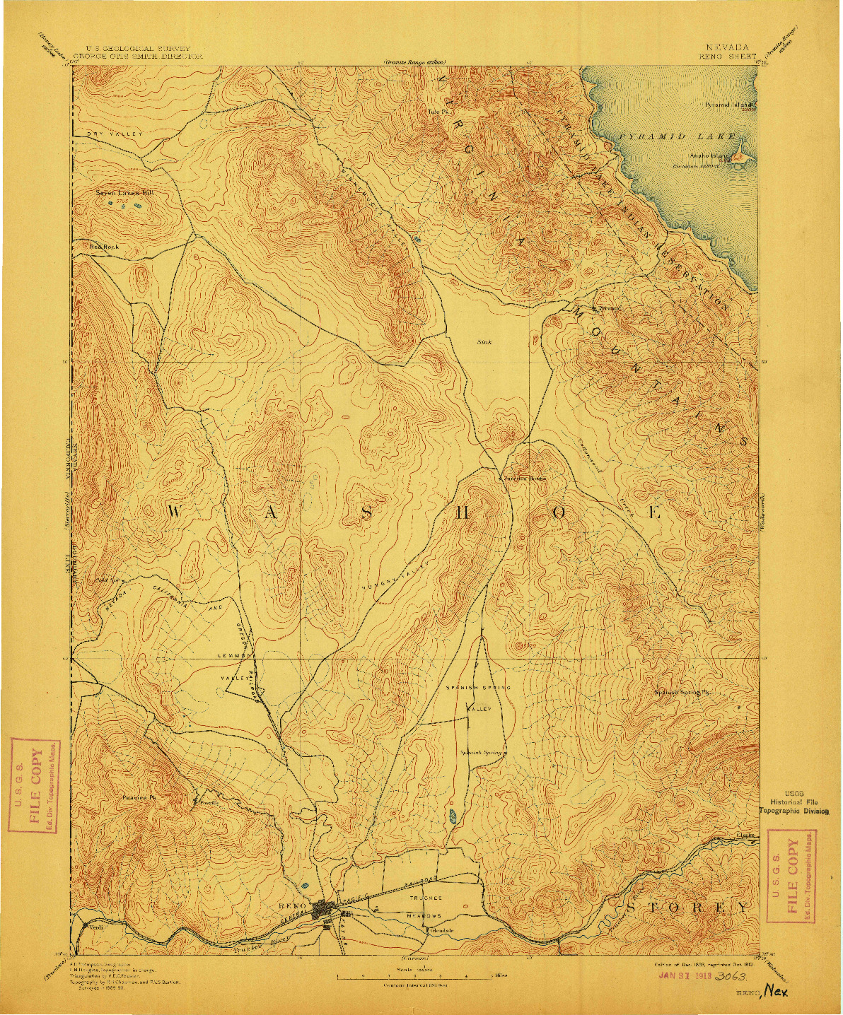 USGS 1:125000-SCALE QUADRANGLE FOR RENO, NV 1893