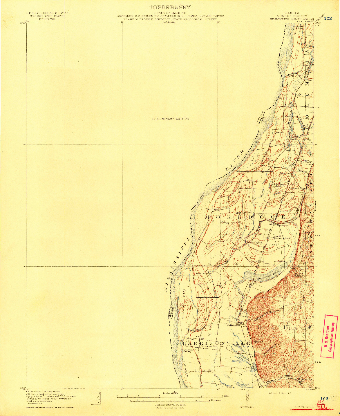 USGS 1:62500-SCALE QUADRANGLE FOR KIMMSWICK, MO 1912