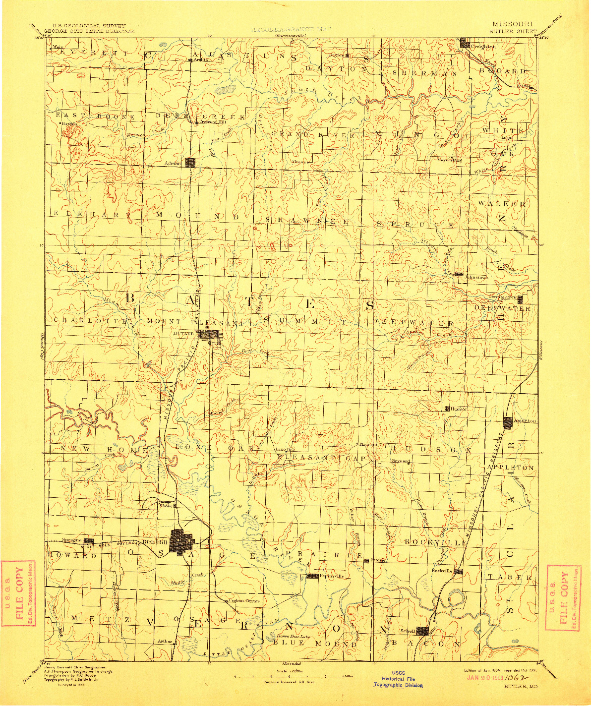 USGS 1:125000-SCALE QUADRANGLE FOR BUTLER, MO 1894