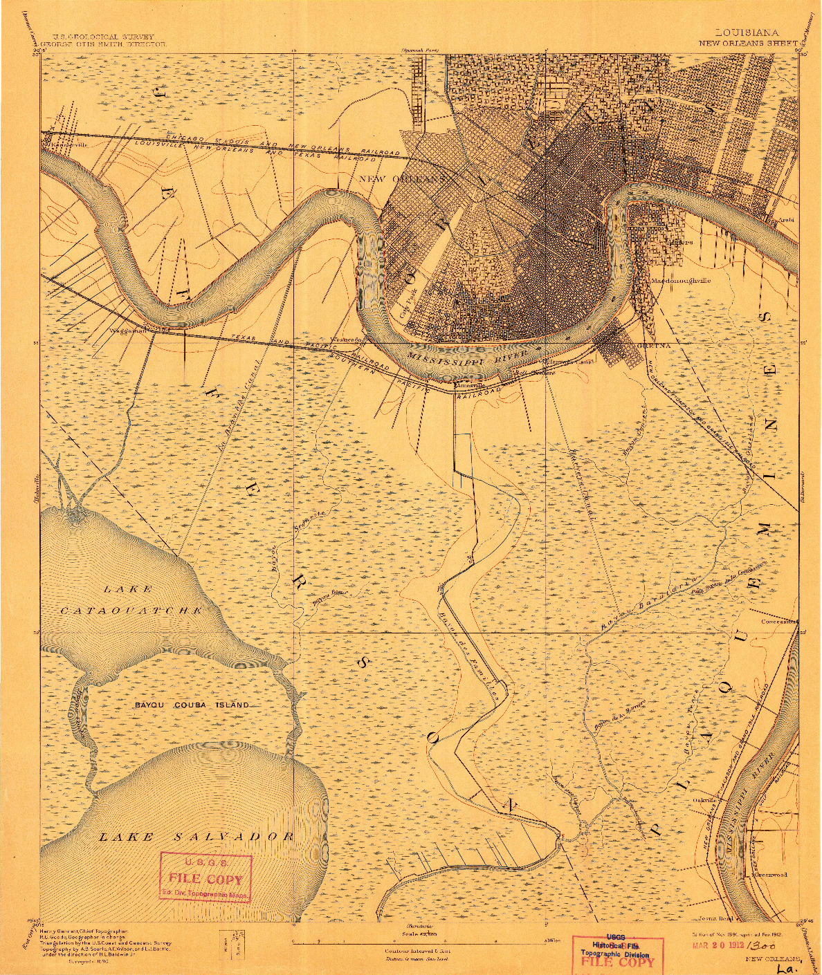 USGS 1:62500-SCALE QUADRANGLE FOR NEW ORLEANS, LA 1891