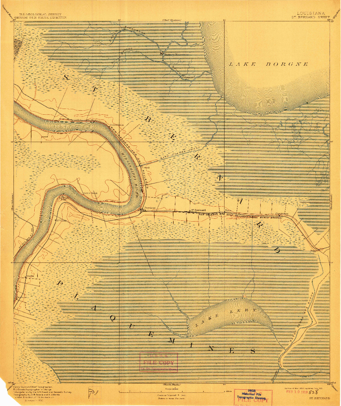 USGS 1:62500-SCALE QUADRANGLE FOR ST. BERNARD, LA 1892