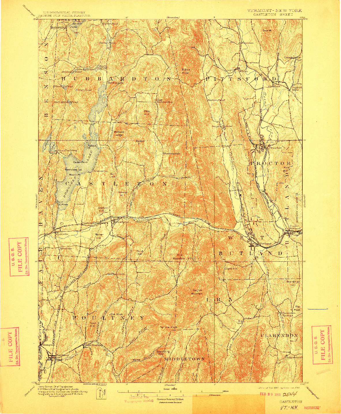 USGS 1:62500-SCALE QUADRANGLE FOR CASTLETON, VT 1897