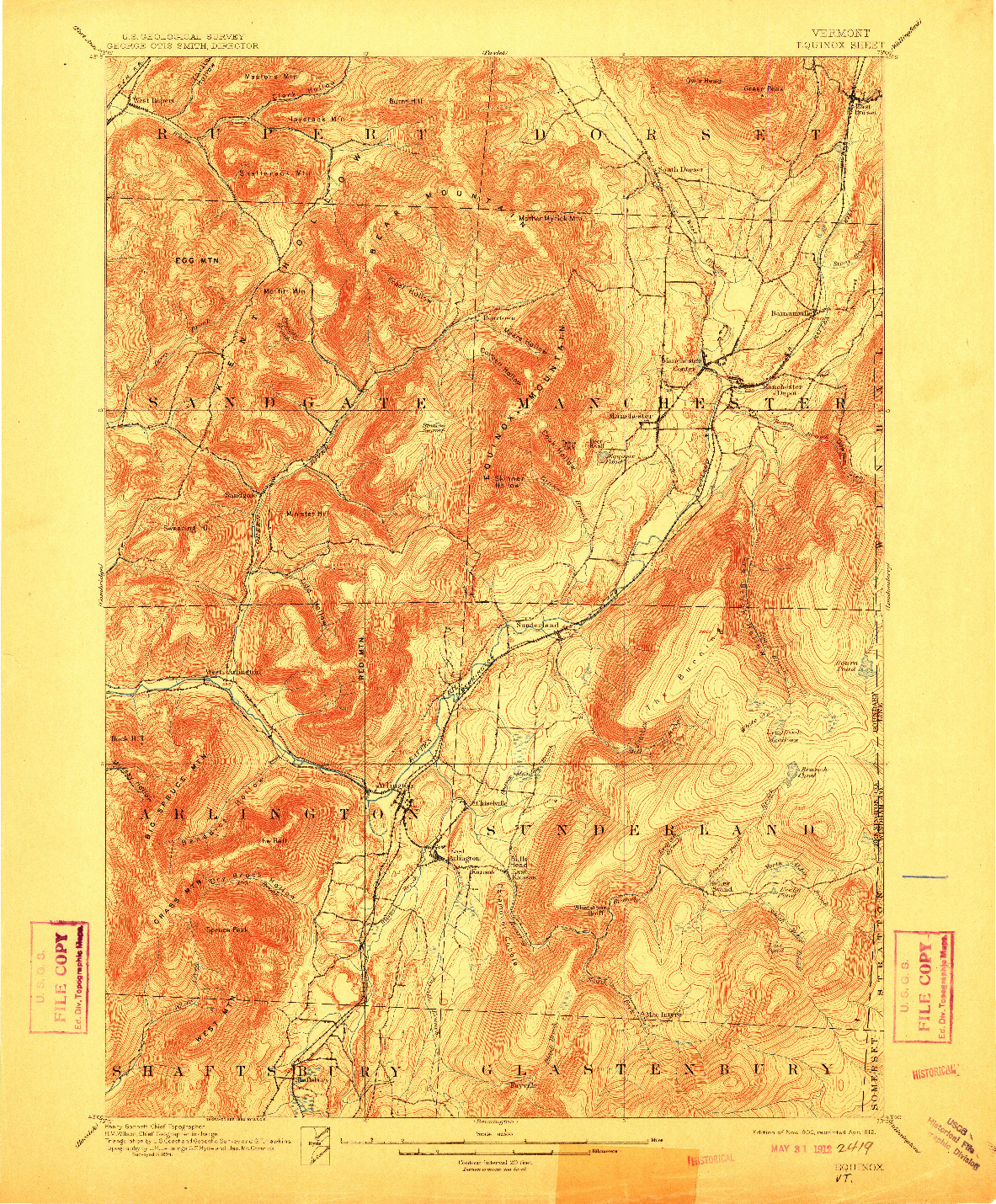 USGS 1:62500-SCALE QUADRANGLE FOR EQUINOX, VT 1900
