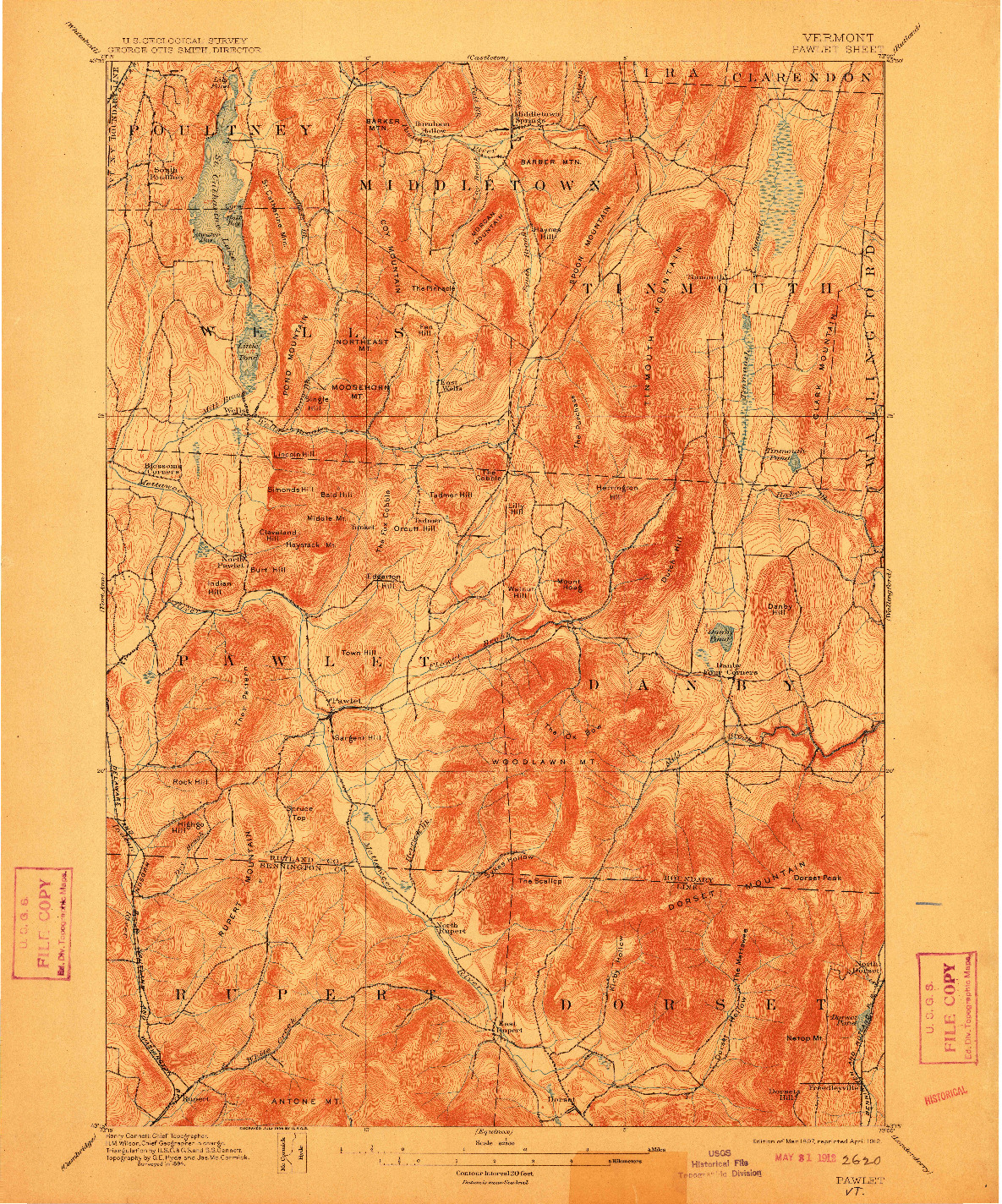 USGS 1:62500-SCALE QUADRANGLE FOR PAWLET, VT 1897