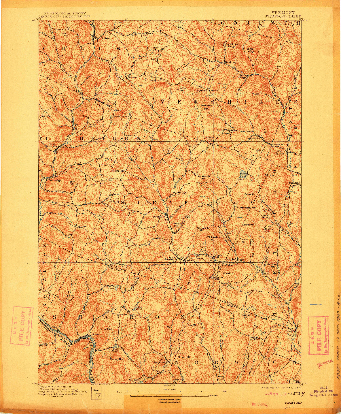 USGS 1:62500-SCALE QUADRANGLE FOR STRAFFORD, VT 1896