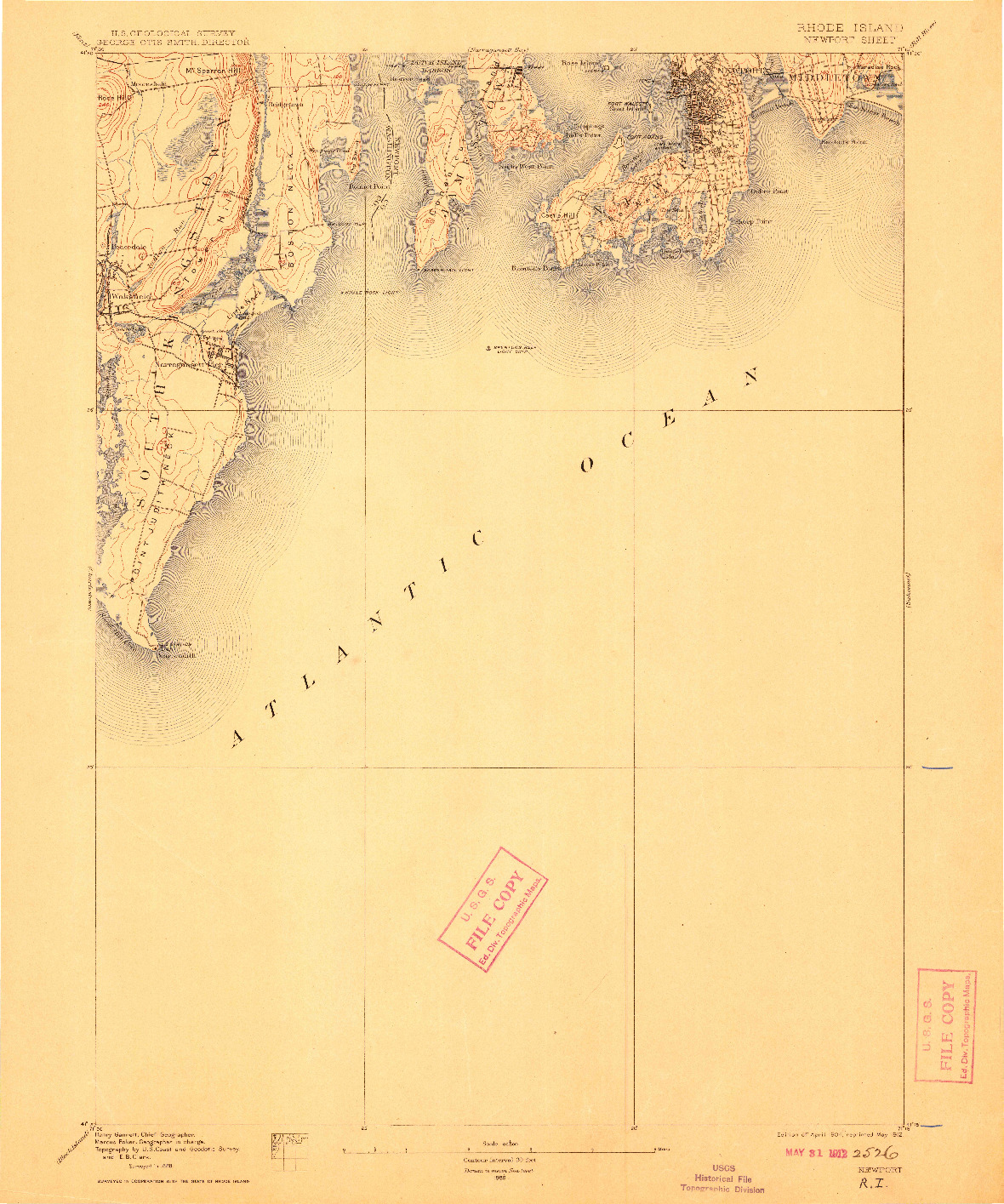USGS 1:62500-SCALE QUADRANGLE FOR NEWPORT, RI 1904