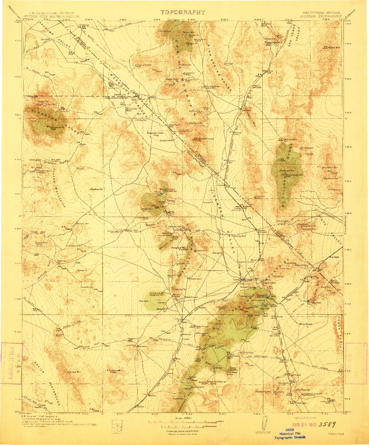 USGS 1:250000-SCALE QUADRANGLE FOR IVANPAH, CA 1912