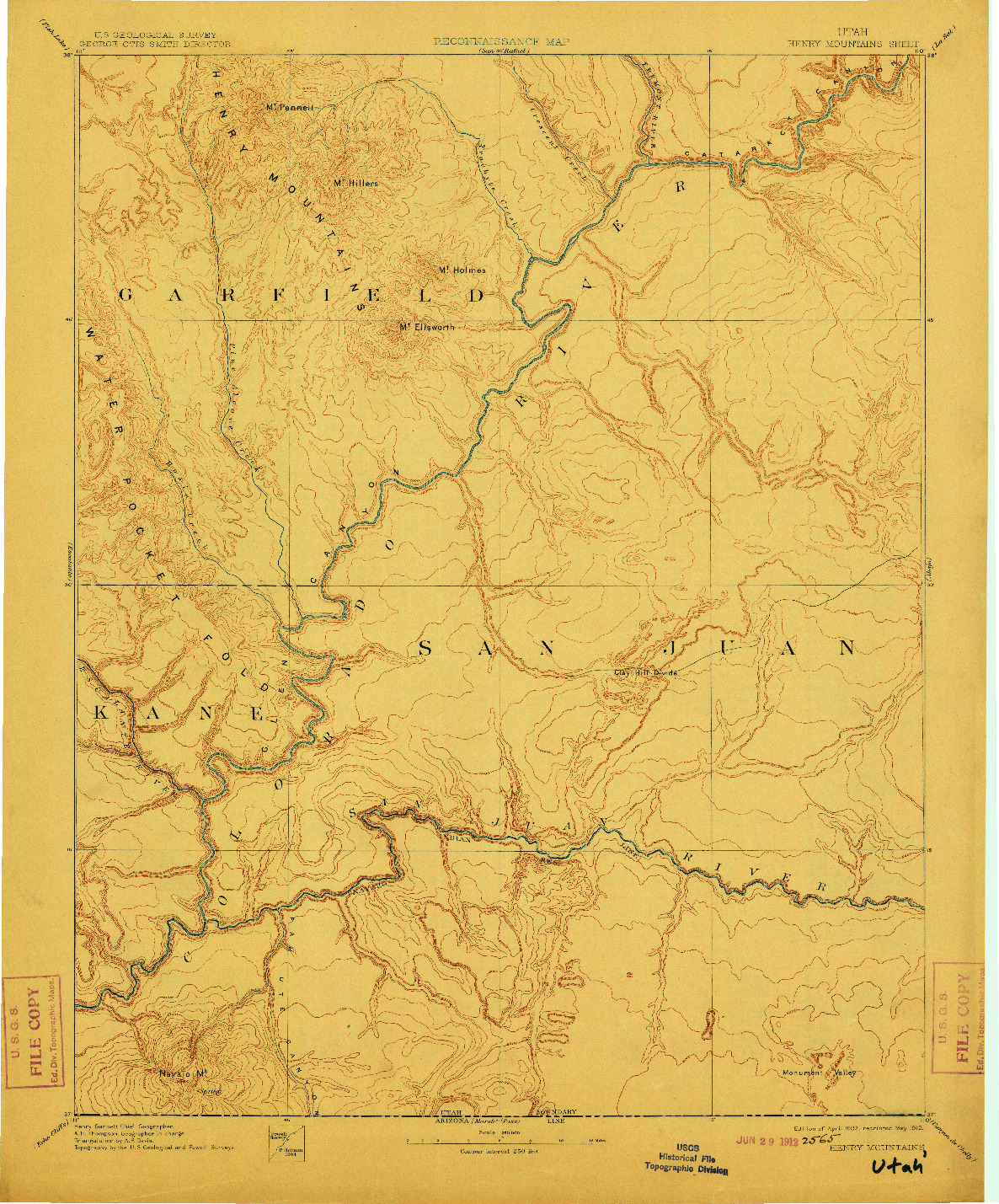 USGS 1:250000-SCALE QUADRANGLE FOR HENRY MOUNTAINS, UT 1892