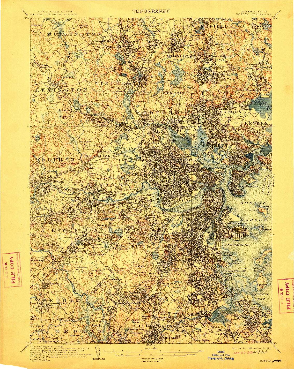 USGS 1:62500-SCALE QUADRANGLE FOR BOSTON, MA 1903