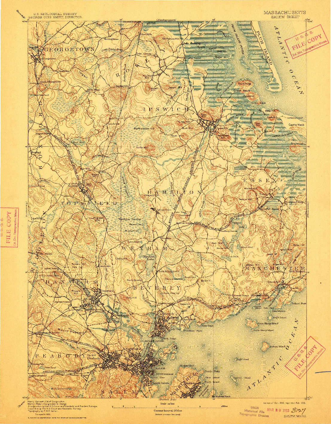 USGS 1:62500-SCALE QUADRANGLE FOR SALEM, MA 1893