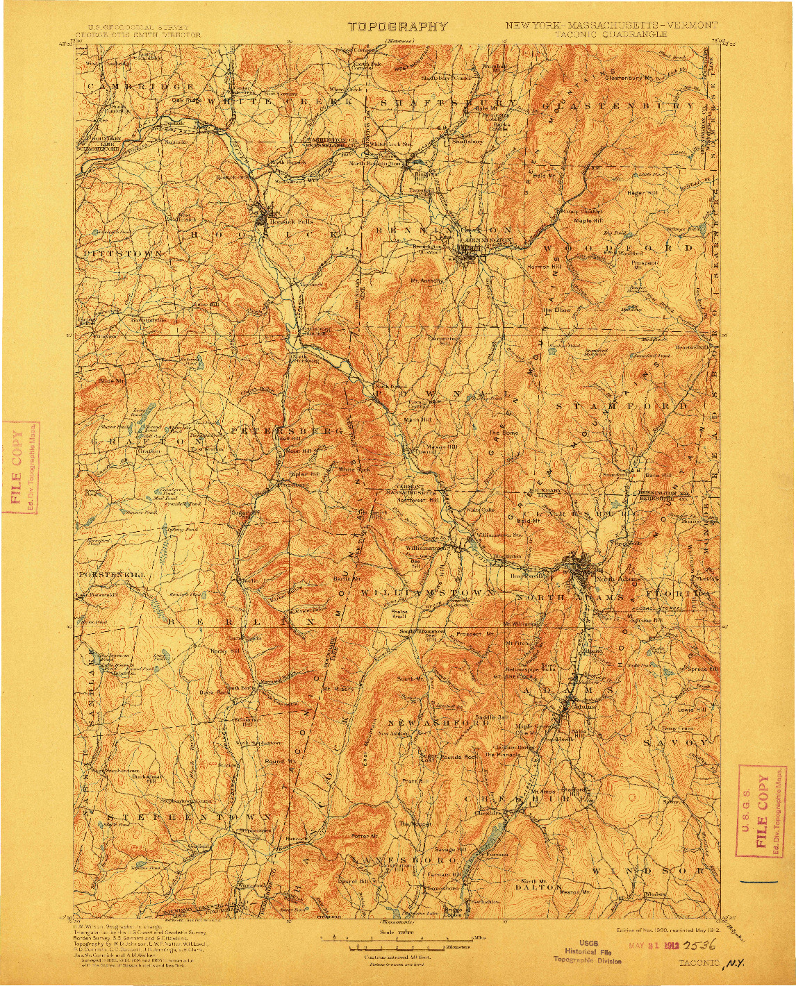 USGS 1:125000-SCALE QUADRANGLE FOR TACONIC, NY 1900