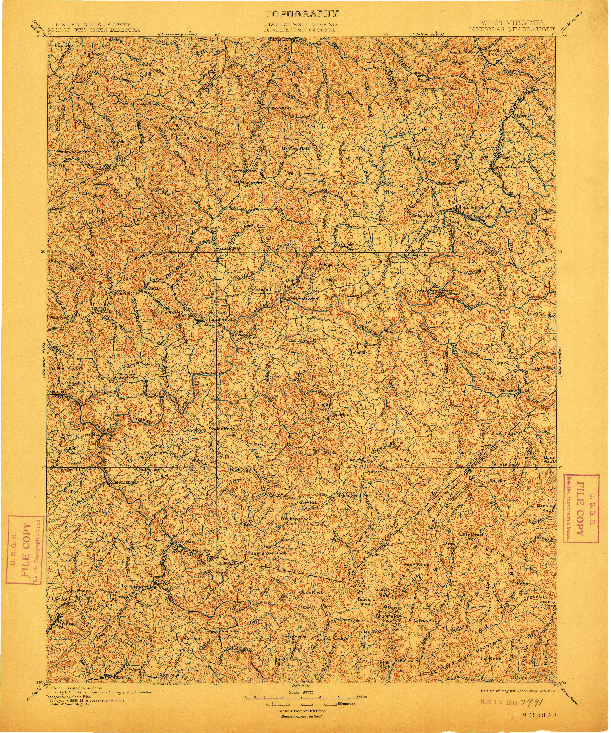 USGS 1:125000-SCALE QUADRANGLE FOR NICHOLAS, WV 1901