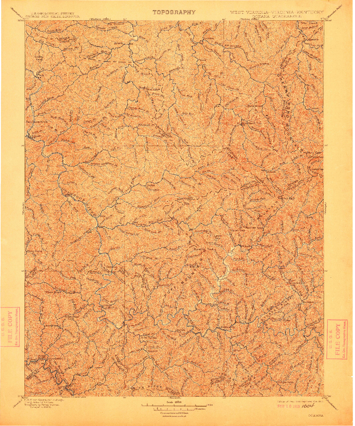 USGS 1:125000-SCALE QUADRANGLE FOR OCEANA, WV 1898