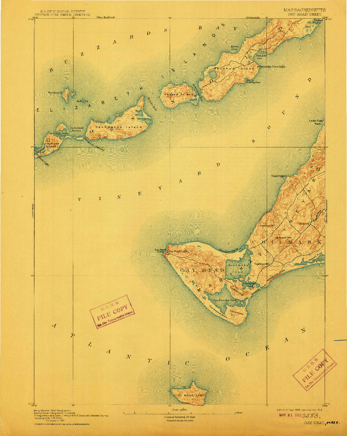 USGS 1:62500-SCALE QUADRANGLE FOR GAY HEAD, MA 1893