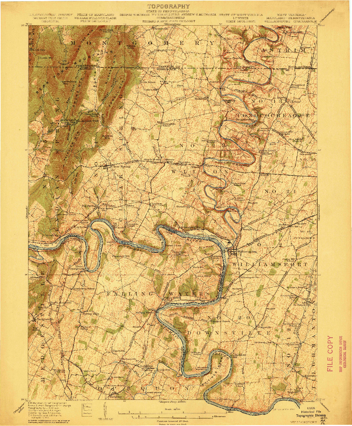 USGS 1:62500-SCALE QUADRANGLE FOR WILLIAMSPORT, WV 1912