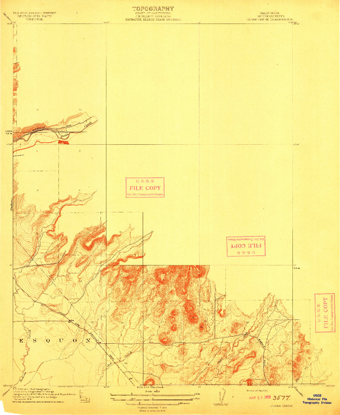 USGS 1:31680-SCALE QUADRANGLE FOR CLEAR CREEK, CA 1912