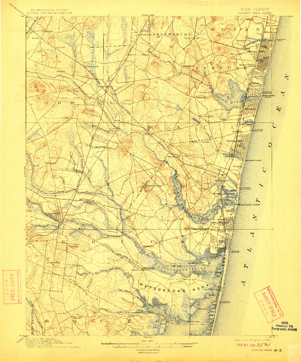 USGS 1:62500-SCALE QUADRANGLE FOR ASBURY PARK, NJ 1901