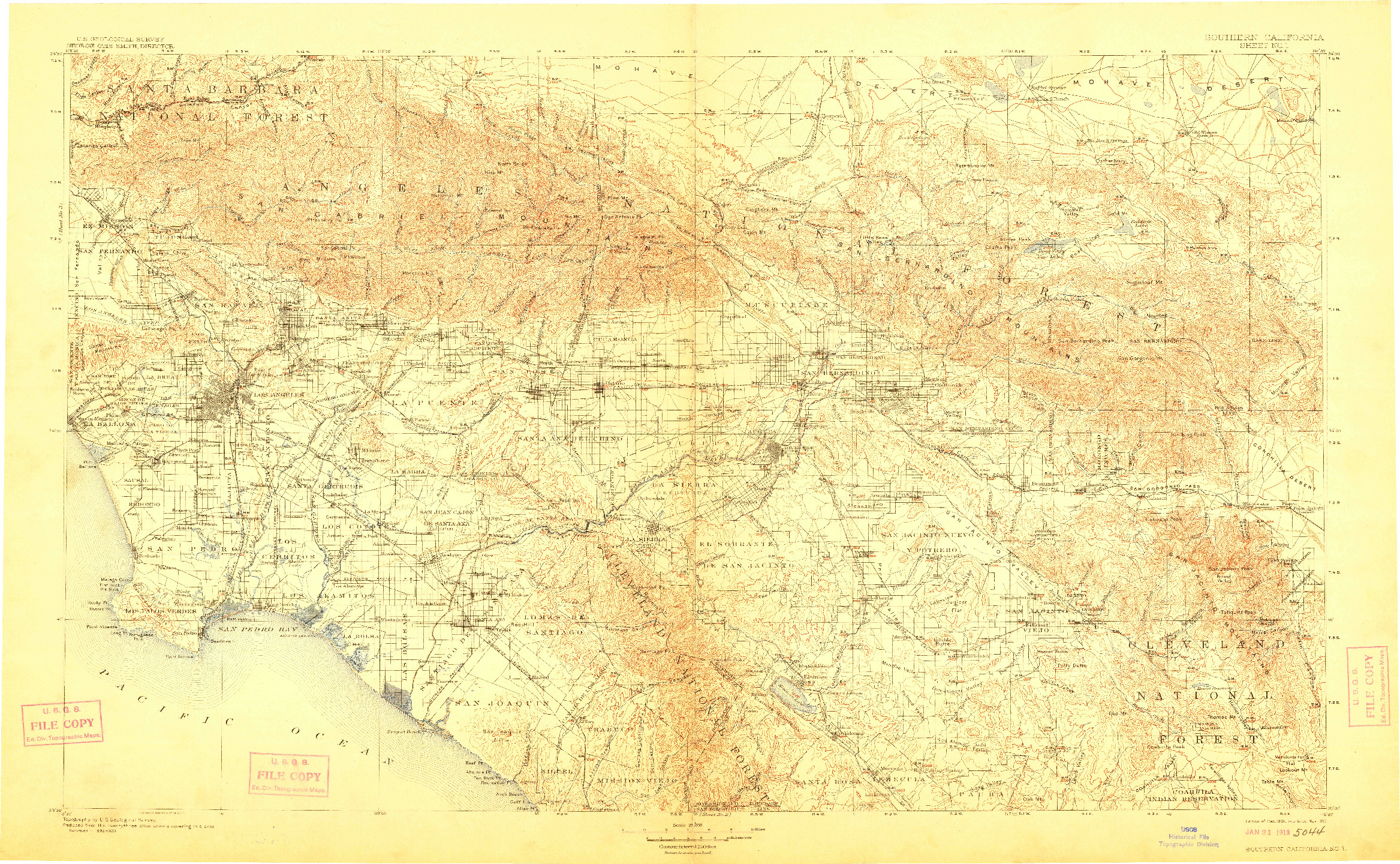 USGS 1:250000-SCALE QUADRANGLE FOR SOUTHERN CALIFORNIA SHEET NO. 1, CA 1901