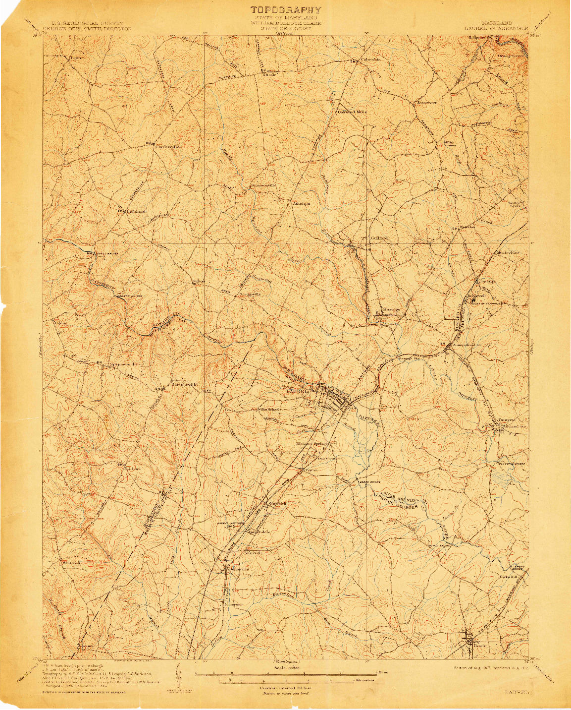 USGS 1:62500-SCALE QUADRANGLE FOR LAUREL, MD 1907