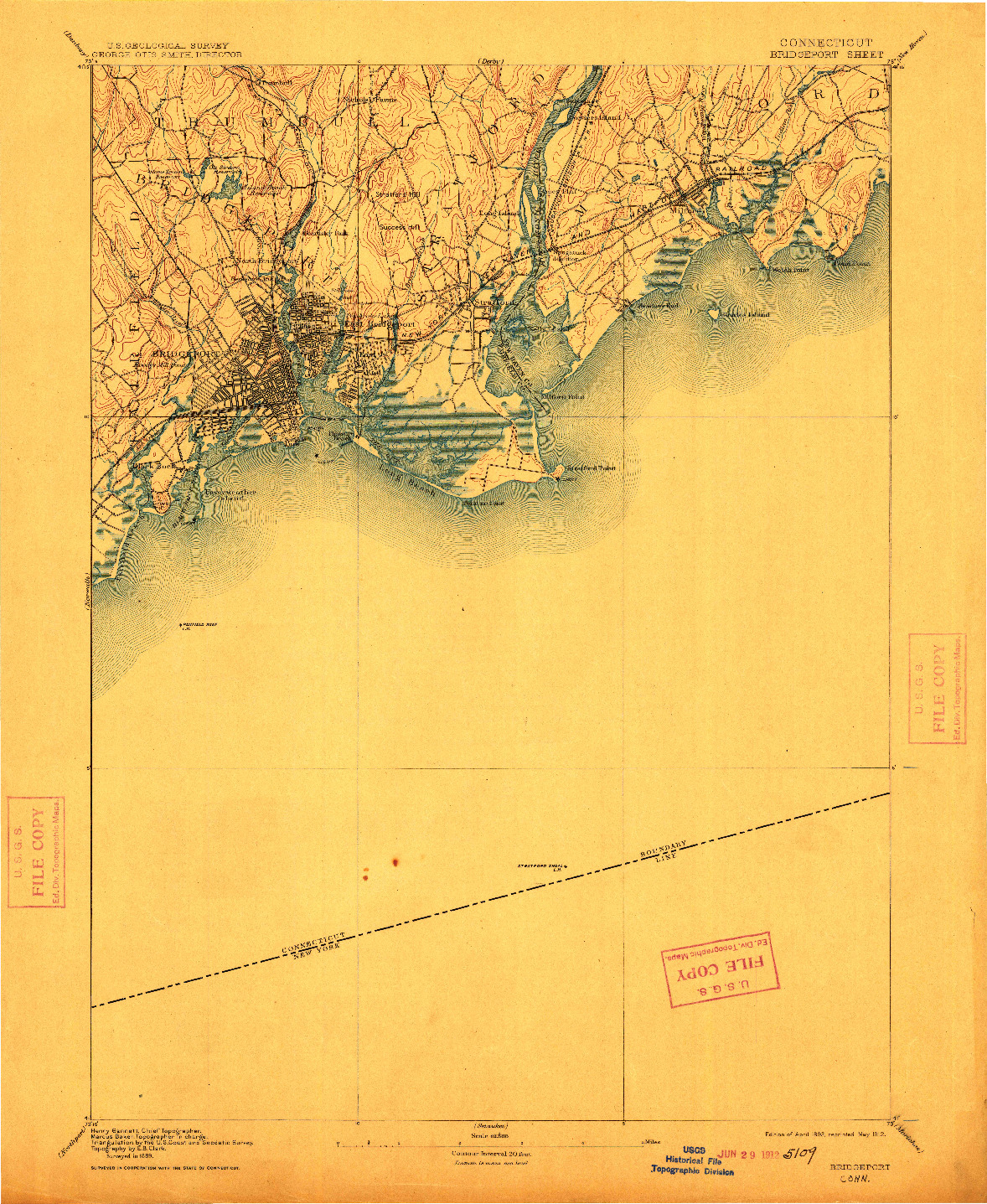 USGS 1:62500-SCALE QUADRANGLE FOR BRIDGEPORT, CT 1893