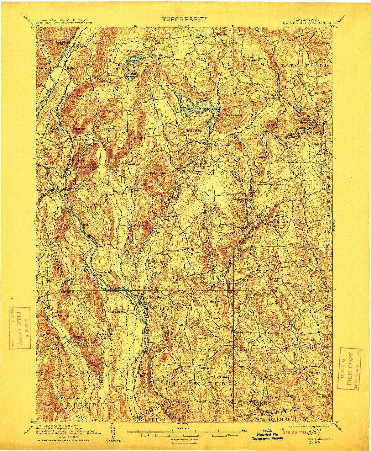 USGS 1:62500-SCALE QUADRANGLE FOR NEW MILFORD, CT 1904