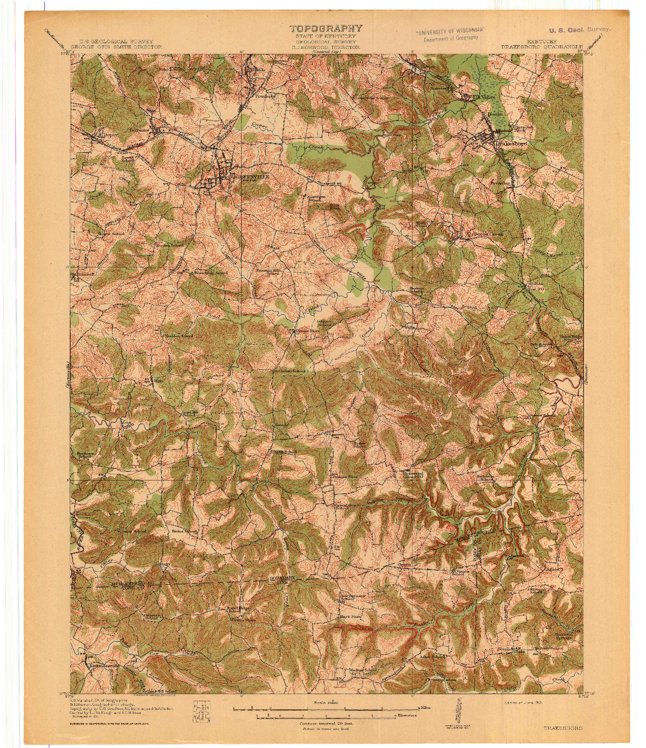 USGS 1:62500-SCALE QUADRANGLE FOR DRAKESBORO, KY 1913
