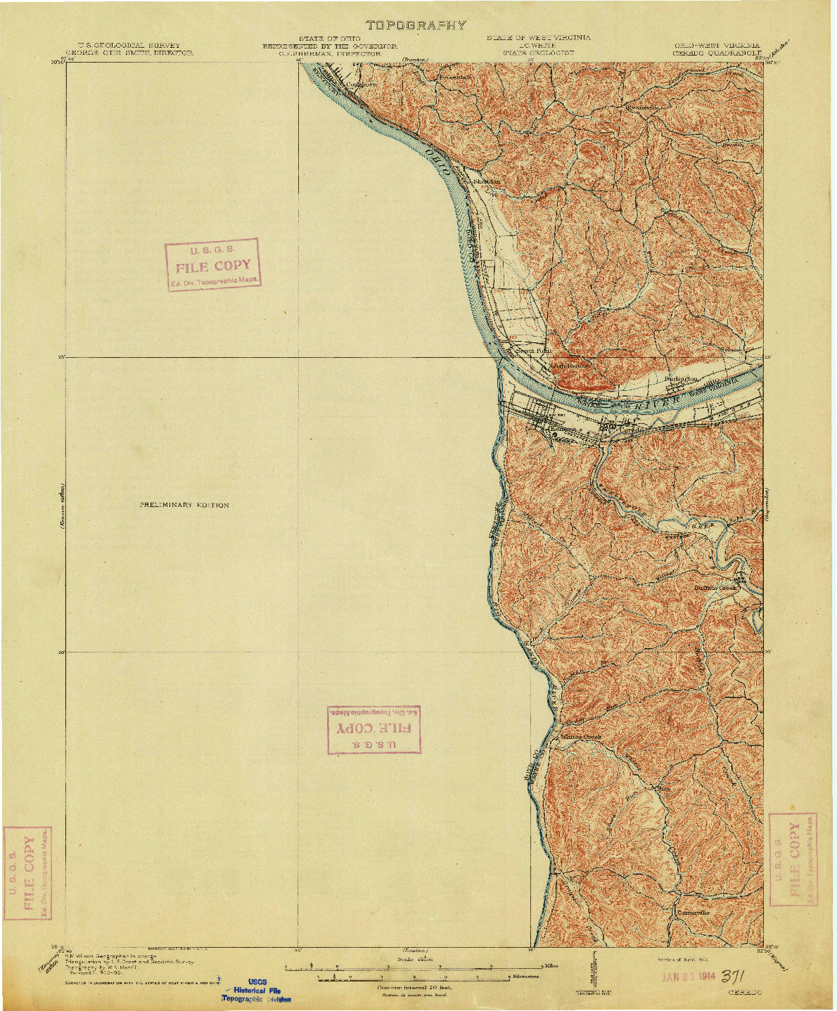 USGS 1:62500-SCALE QUADRANGLE FOR CEREDO, OH 1913