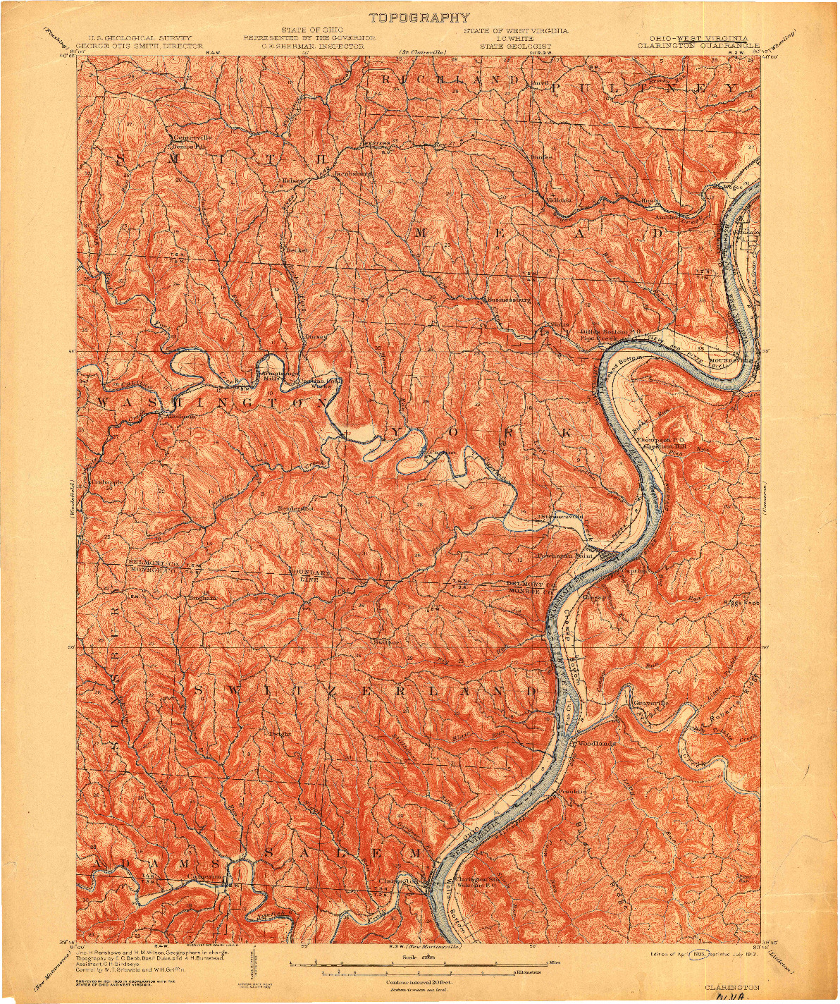 USGS 1:62500-SCALE QUADRANGLE FOR CLARINGTON, OH 1905