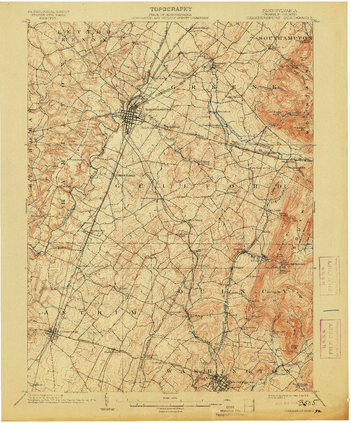 USGS 1:62500-SCALE QUADRANGLE FOR CHAMBERSBURG, PA 1902