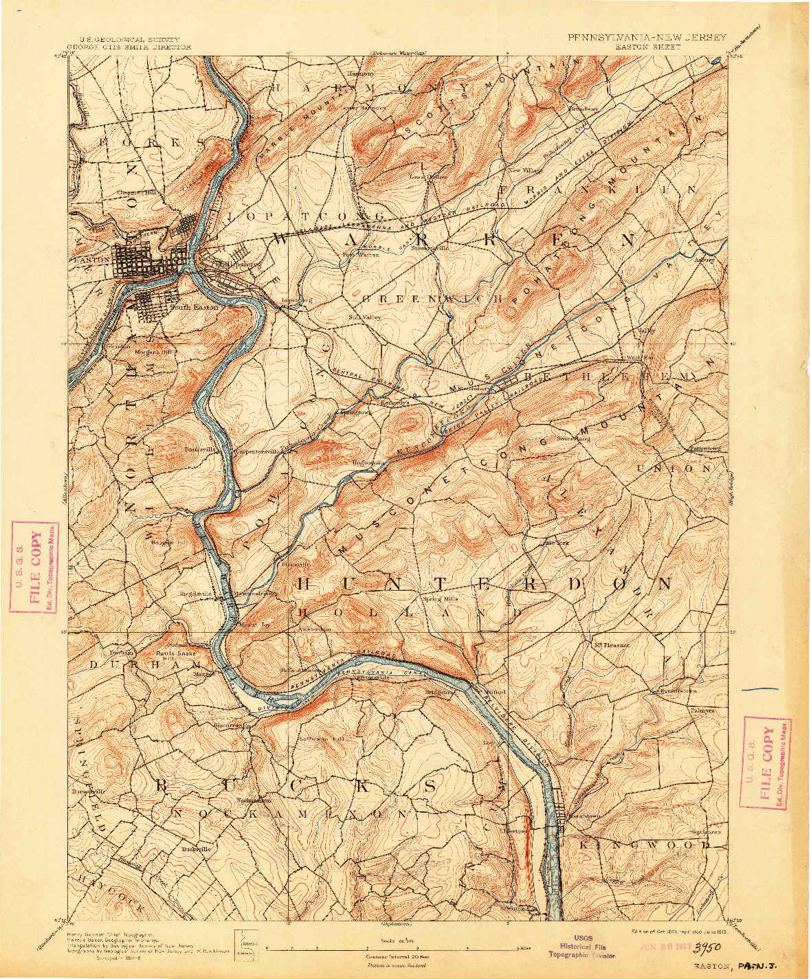 USGS 1:62500-SCALE QUADRANGLE FOR EASTON, PA 1891