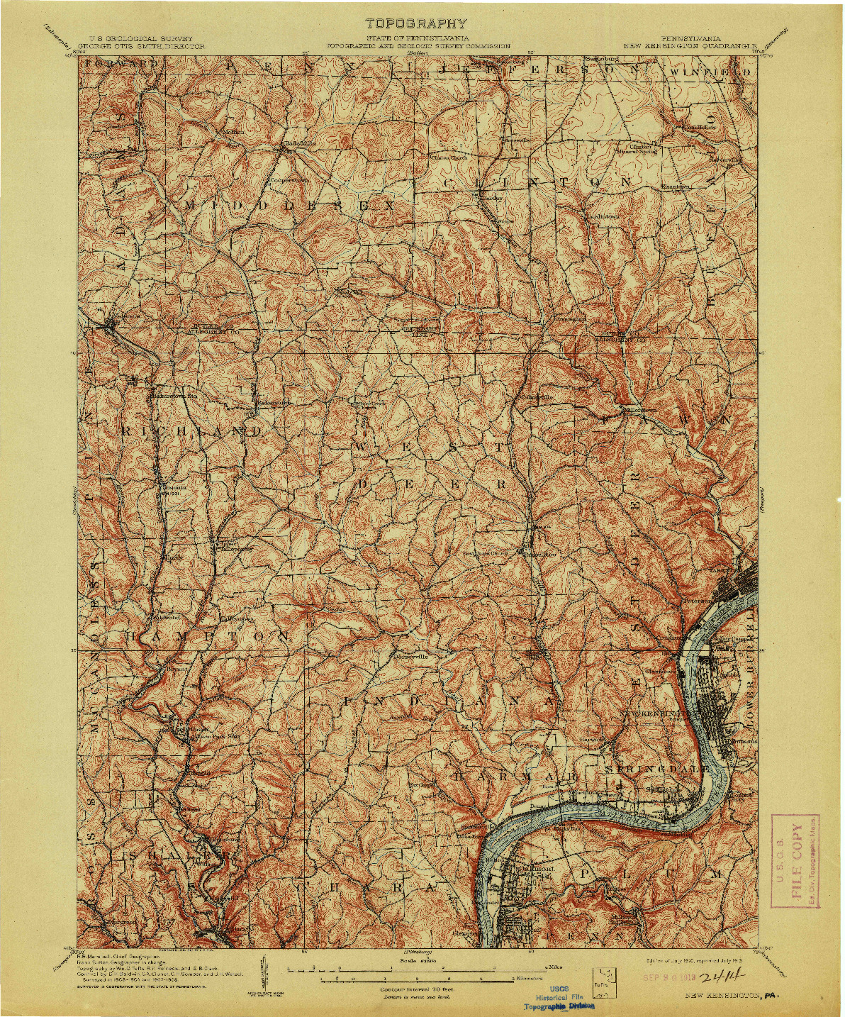 USGS 1:62500-SCALE QUADRANGLE FOR NEW KENSINGTON, PA 1910