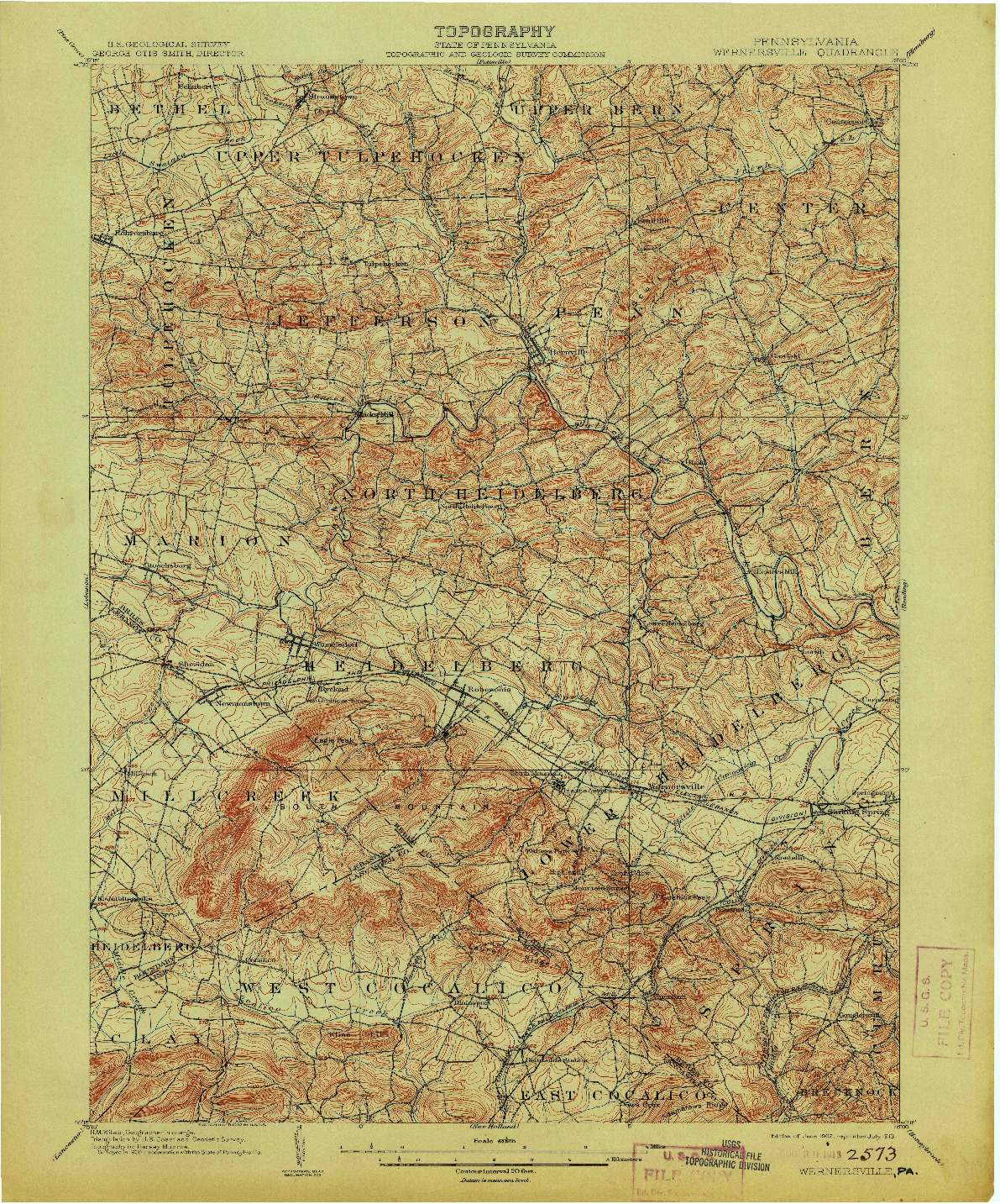 USGS 1:62500-SCALE QUADRANGLE FOR WERNERSVILLE, PA 1902