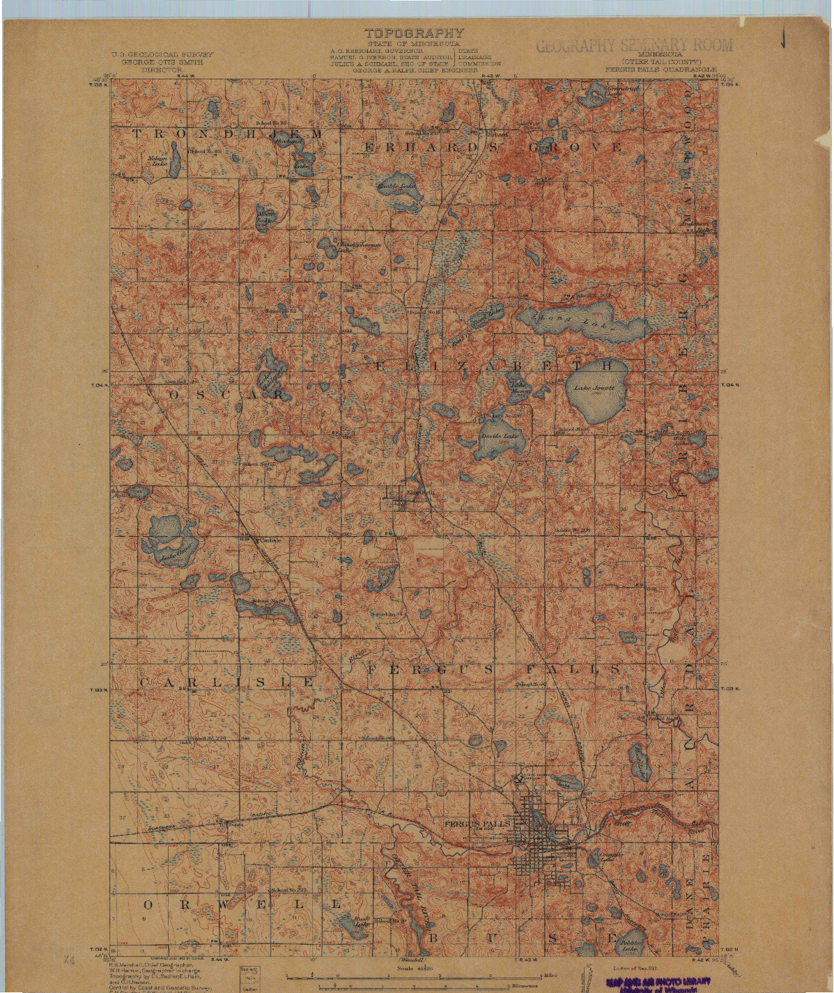 USGS 1:62500-SCALE QUADRANGLE FOR FERGUS FALLS, MN 1913