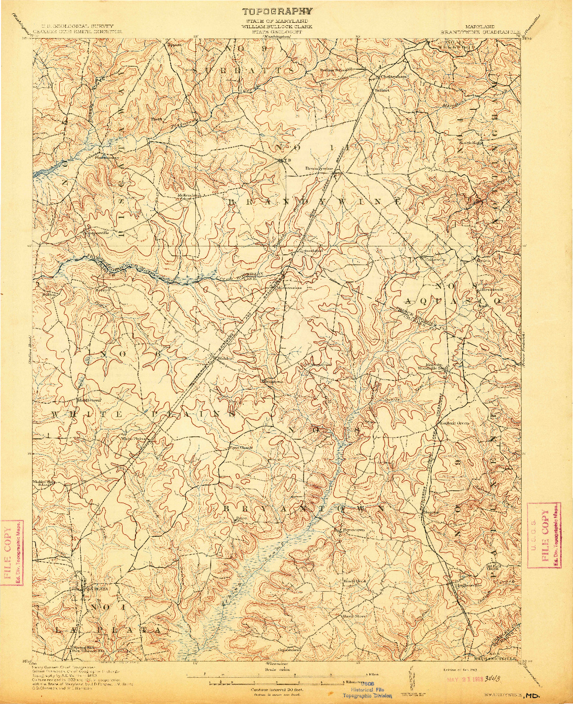 USGS 1:62500-SCALE QUADRANGLE FOR BRANDYWINE, MD 1913