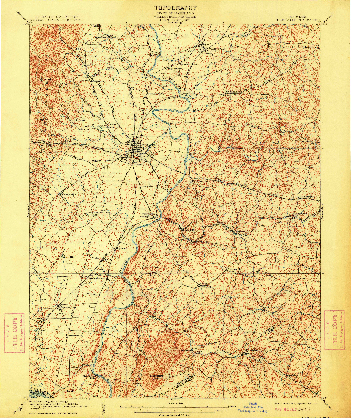 USGS 1:62500-SCALE QUADRANGLE FOR IJAMSVILLE, MD 1909
