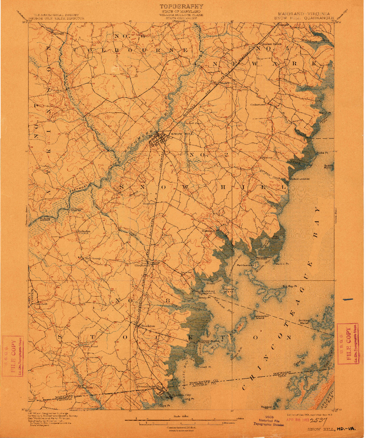 USGS 1:62500-SCALE QUADRANGLE FOR SNOW HILL, MD 1901