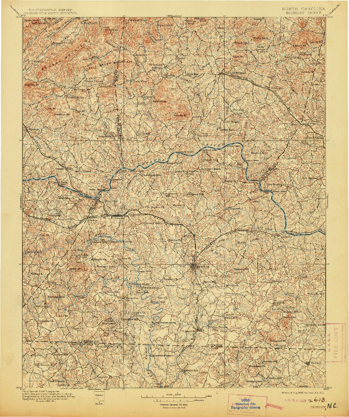 USGS 1:125000-SCALE QUADRANGLE FOR HICKORY, NC 1895