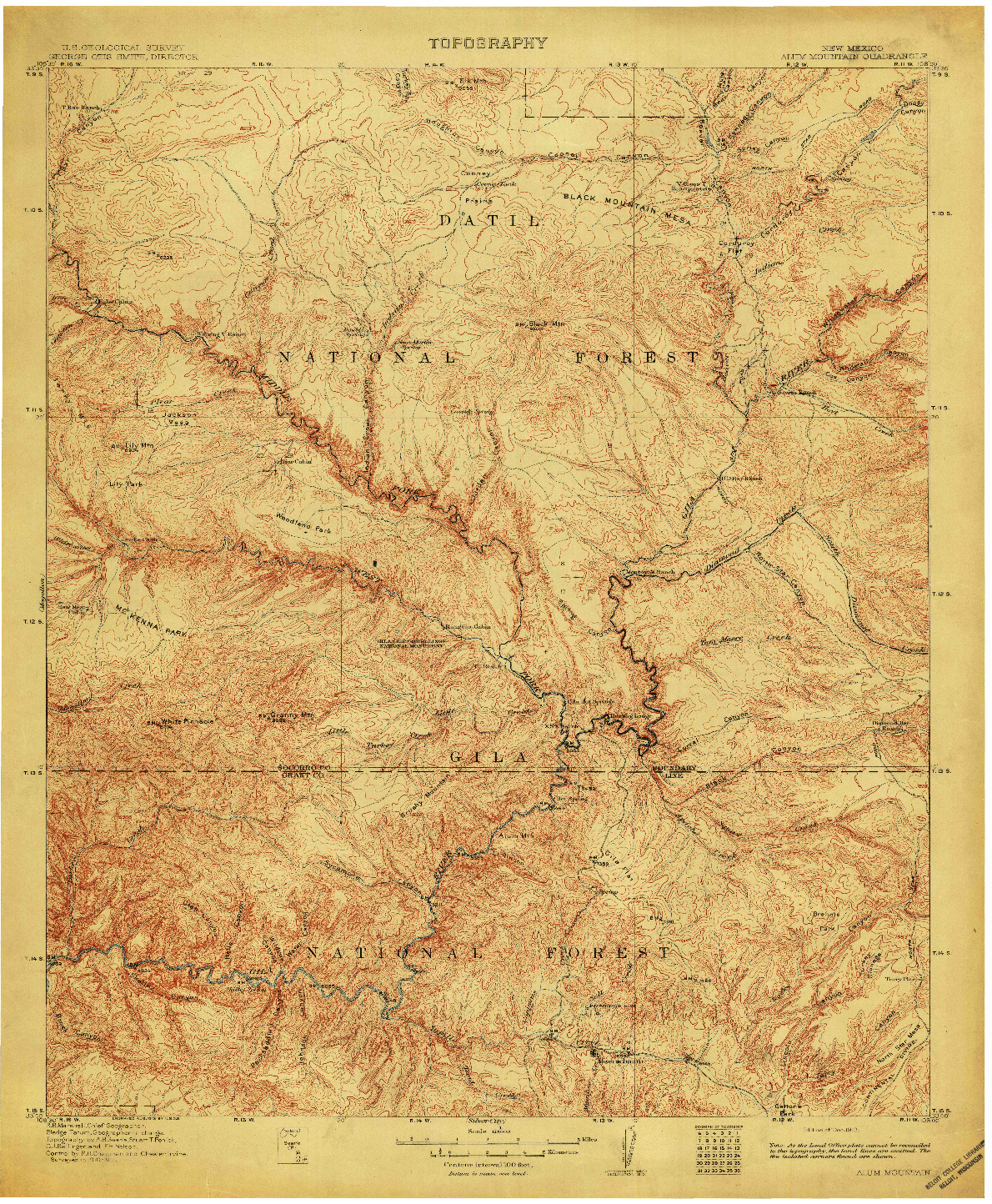 USGS 1:125000-SCALE QUADRANGLE FOR ALUM MOUNTAIN, NM 1913