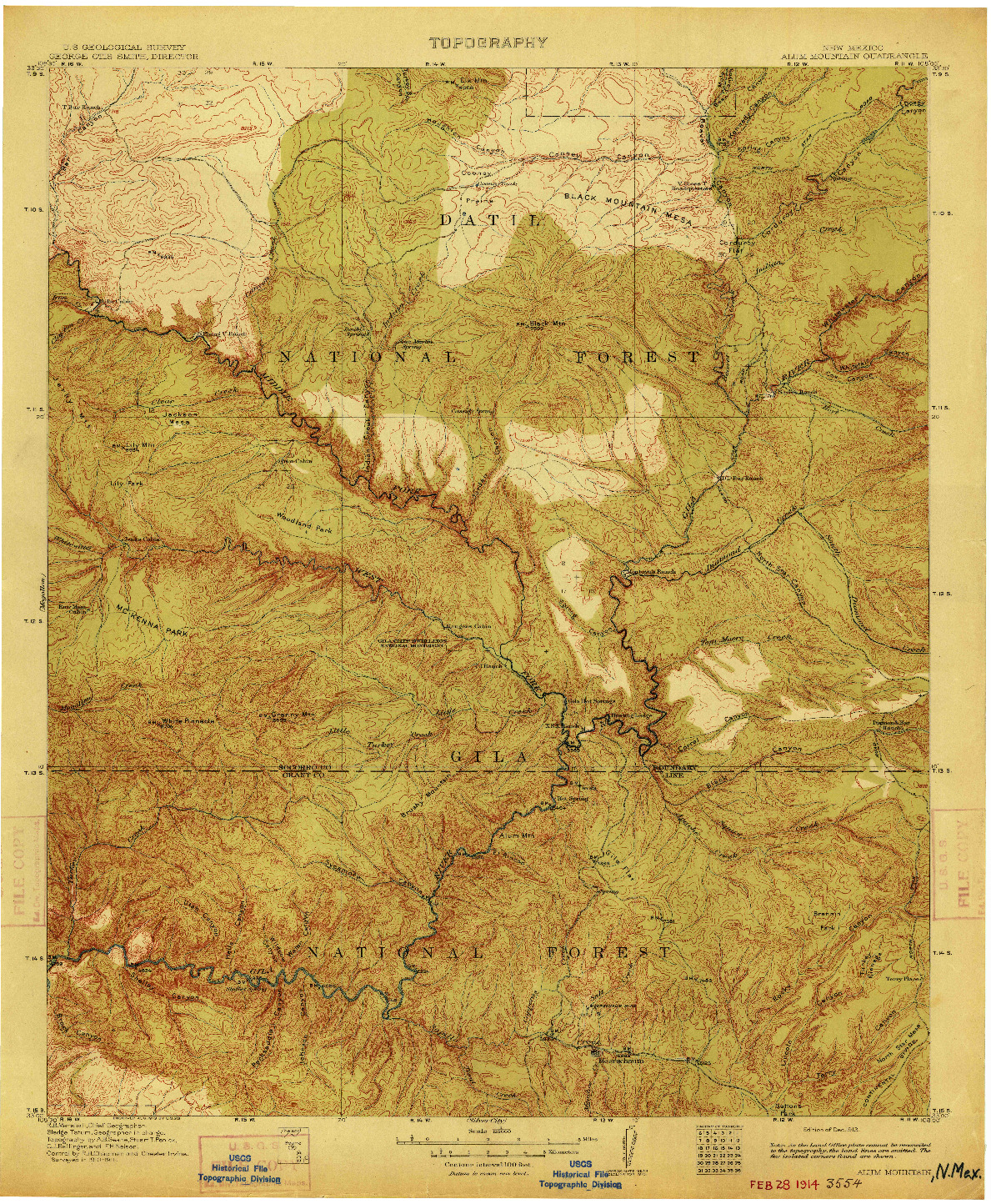 USGS 1:125000-SCALE QUADRANGLE FOR ALUM MOUNTAIN, NM 1913