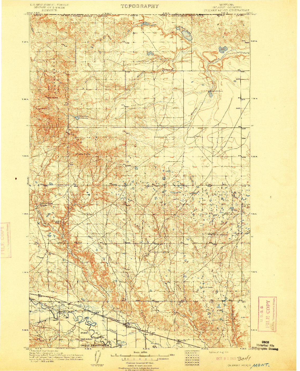 USGS 1:125000-SCALE QUADRANGLE FOR CHERRY RIDGE, MT 1913