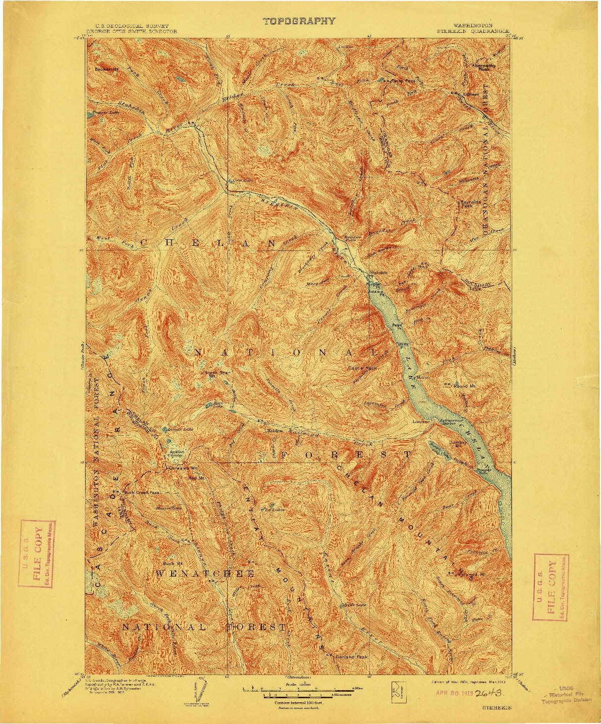 USGS 1:125000-SCALE QUADRANGLE FOR STEHEKIN, WA 1904