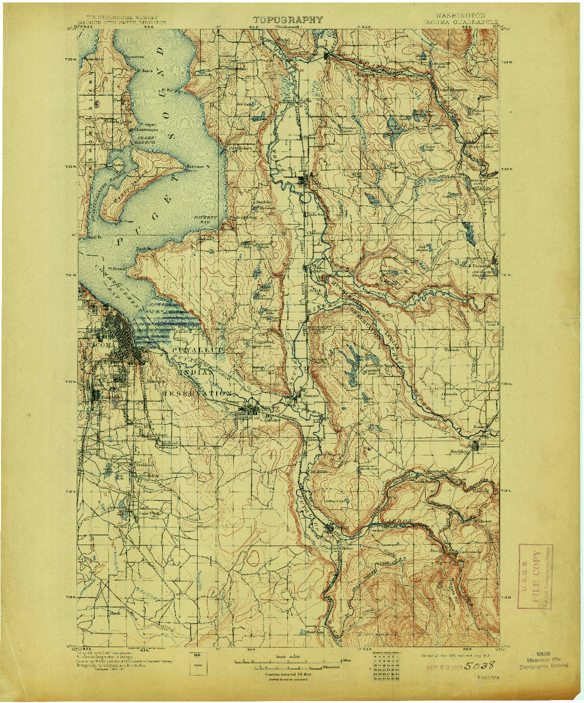 USGS 1:125000-SCALE QUADRANGLE FOR TACOMA, WA 1900