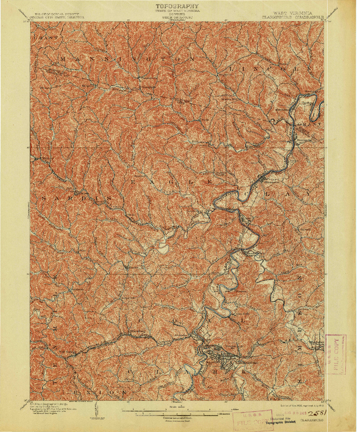 USGS 1:62500-SCALE QUADRANGLE FOR CLARKSBURG, WV 1902