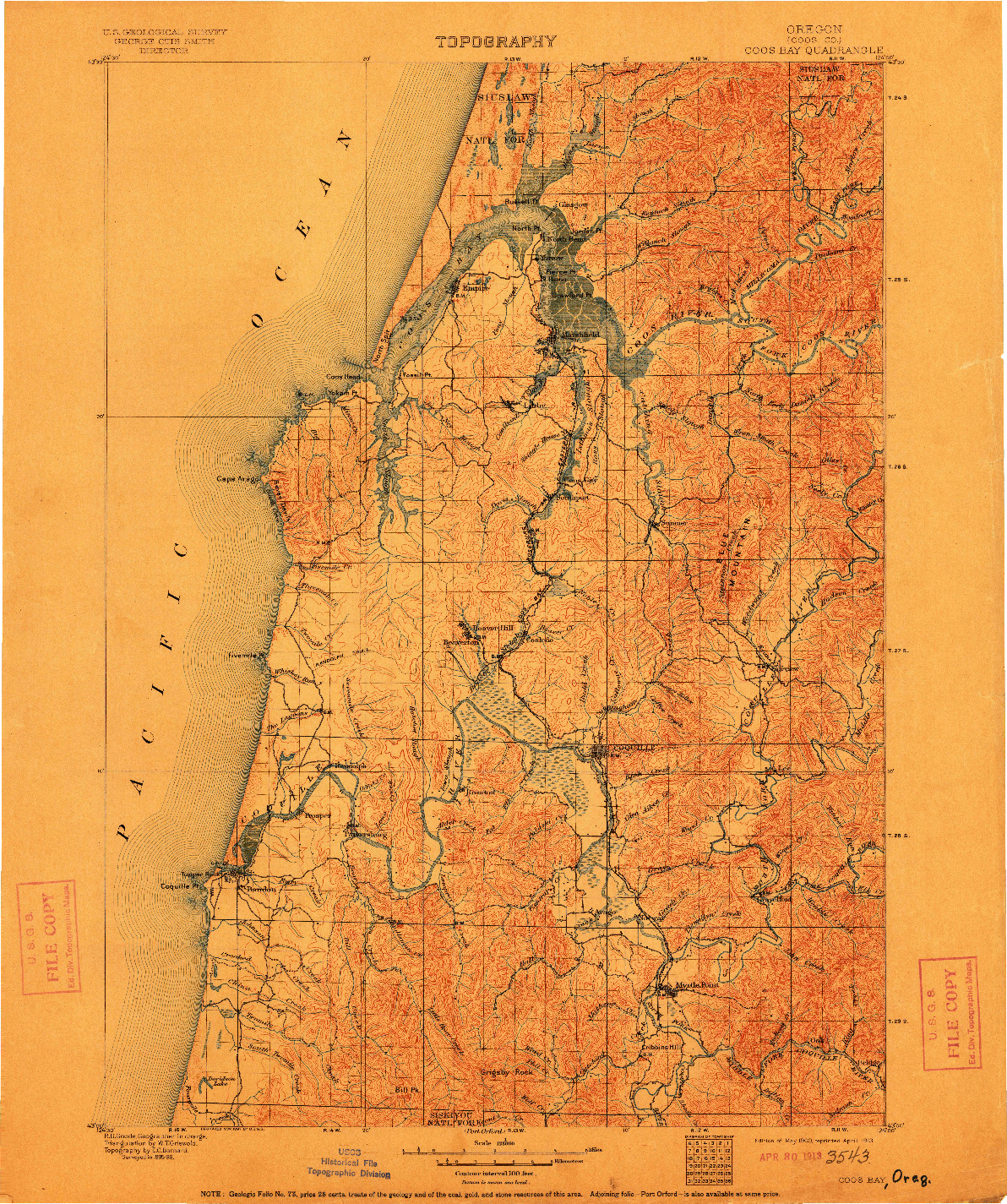 USGS 1:125000-SCALE QUADRANGLE FOR COOS BAY, OR 1900