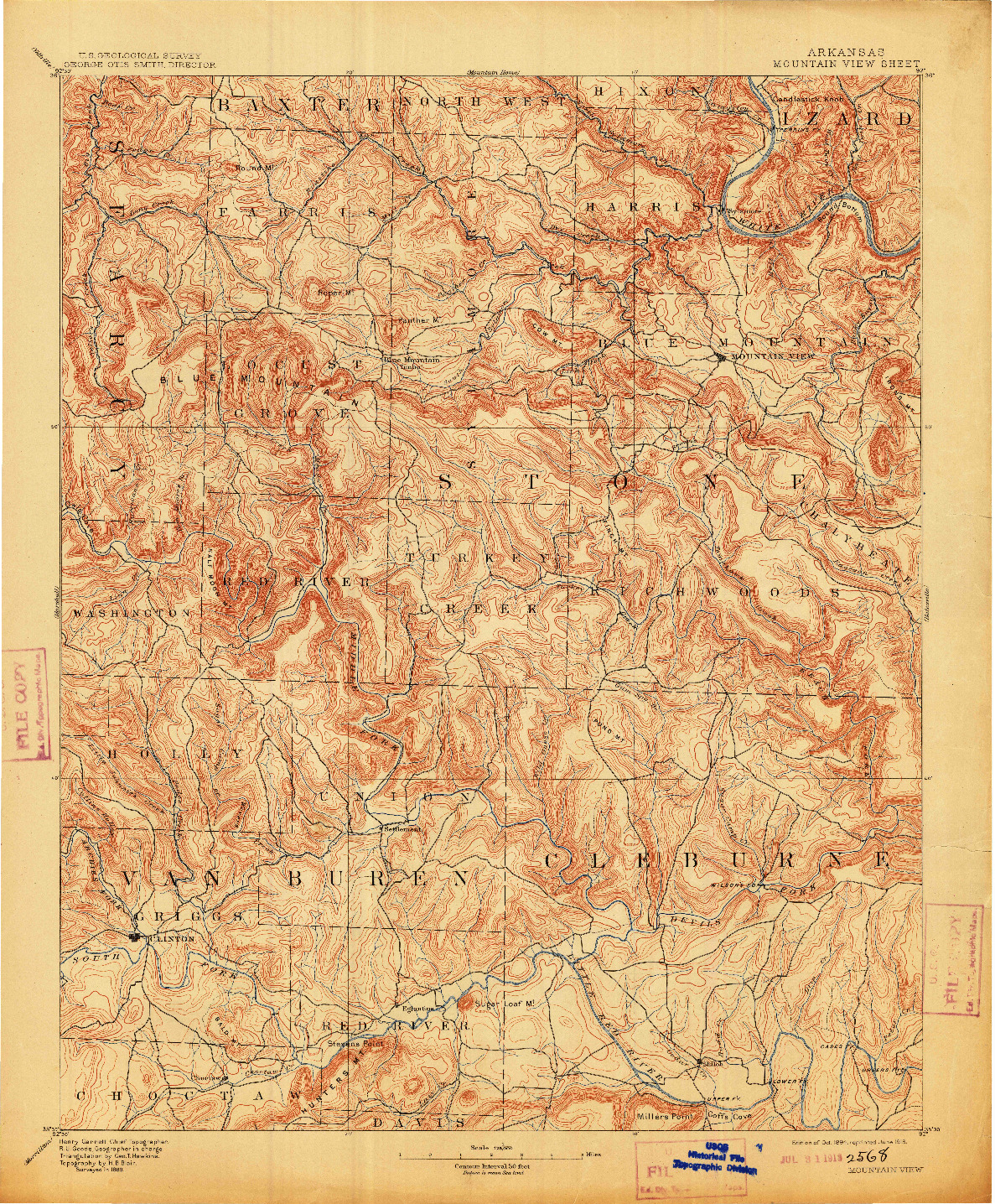 USGS 1:125000-SCALE QUADRANGLE FOR MOUNTAIN VIEW, AR 1894