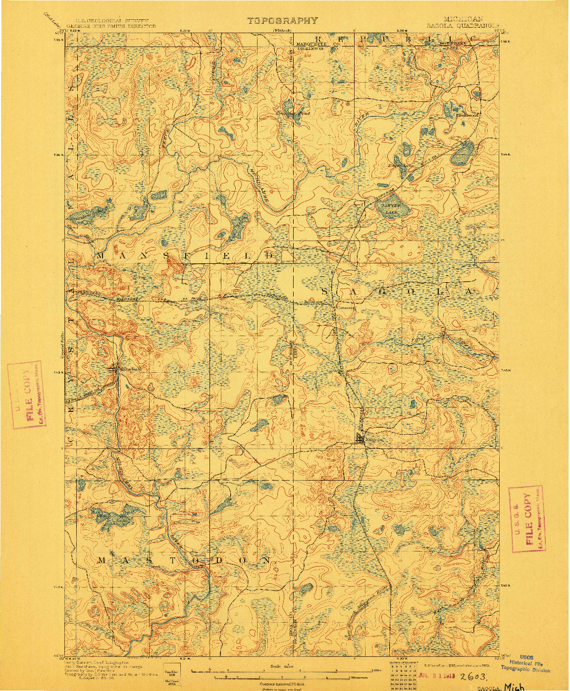 USGS 1:62500-SCALE QUADRANGLE FOR SAGOLA, MI 1899