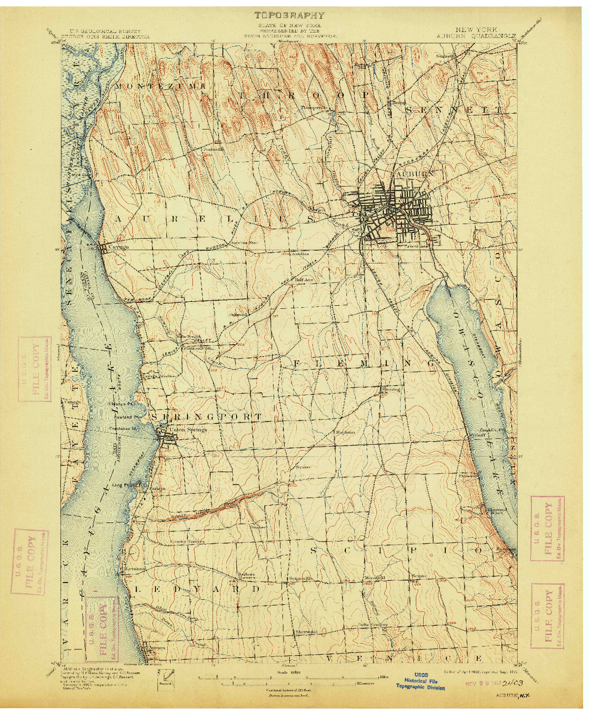 USGS 1:62500-SCALE QUADRANGLE FOR AUBURN, NY 1902