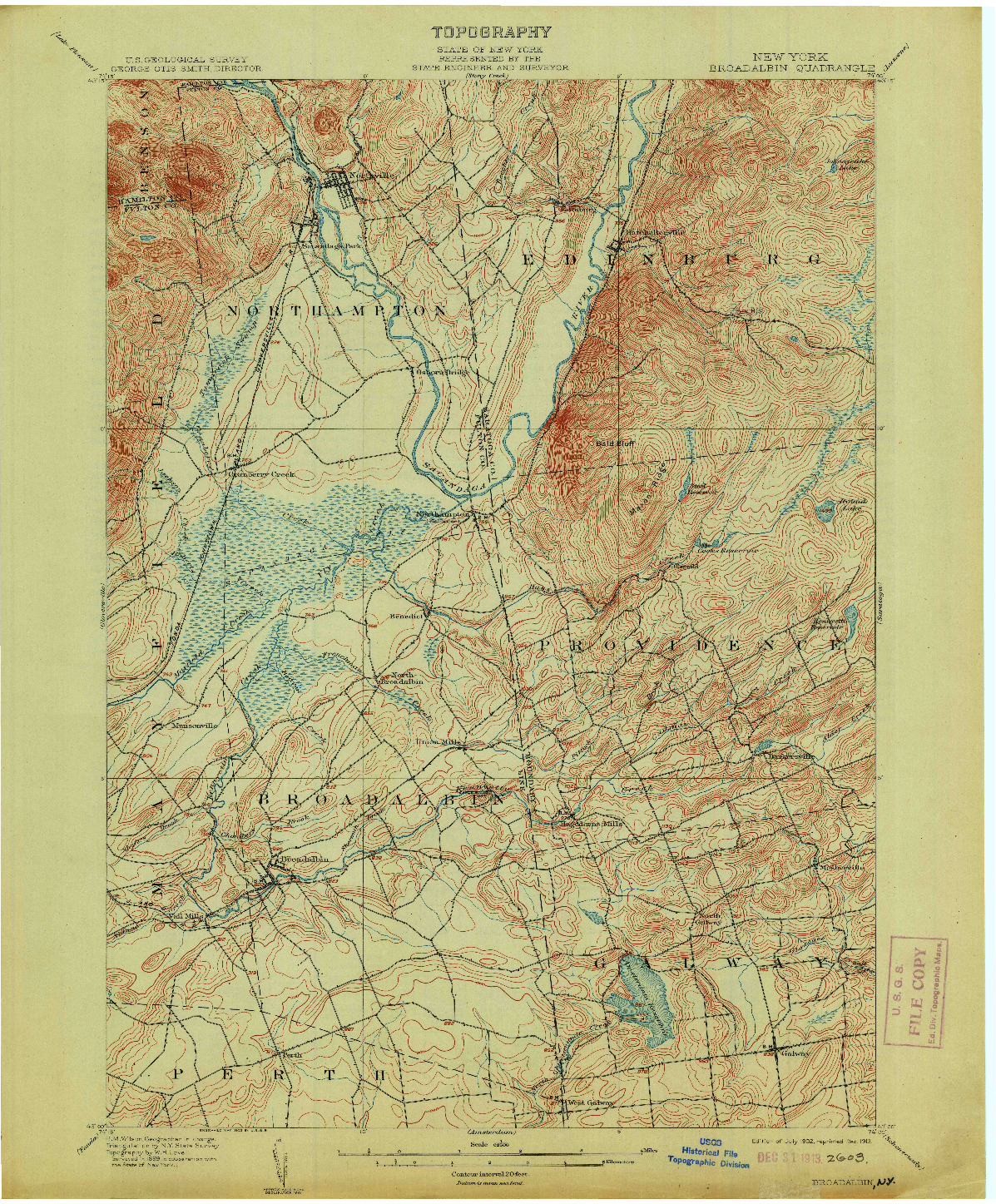 USGS 1:62500-SCALE QUADRANGLE FOR BROADALBIN, NY 1902