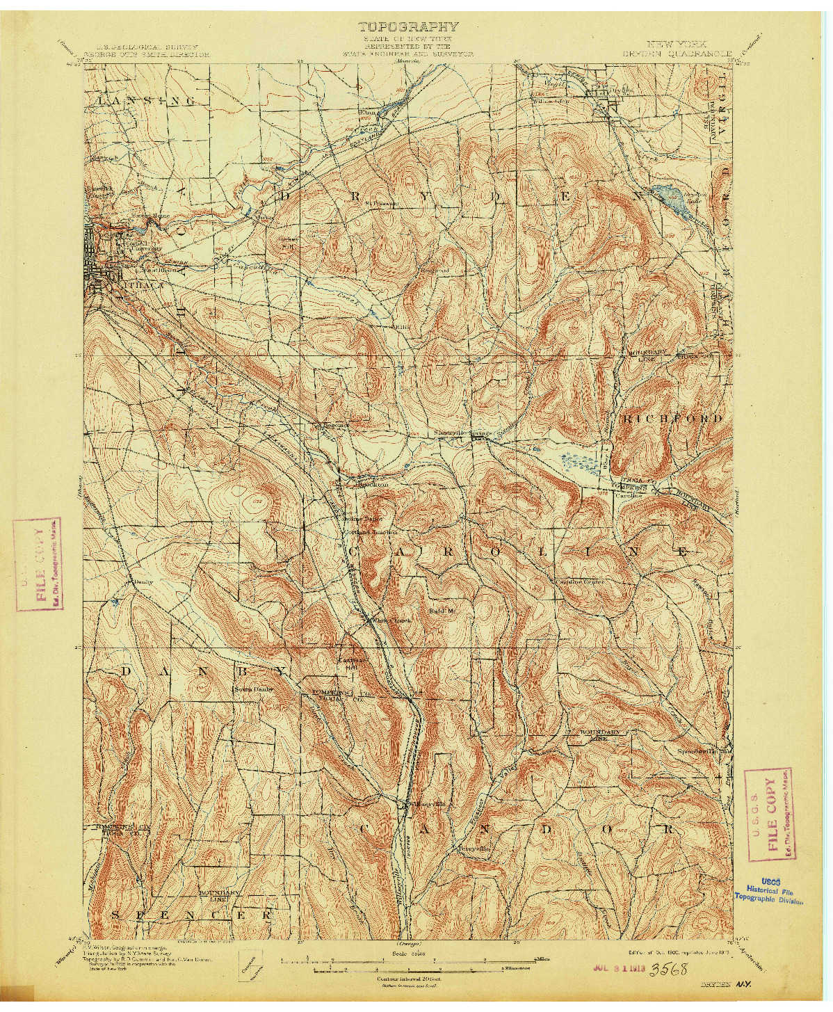 USGS 1:62500-SCALE QUADRANGLE FOR DRYDEN, NY 1900