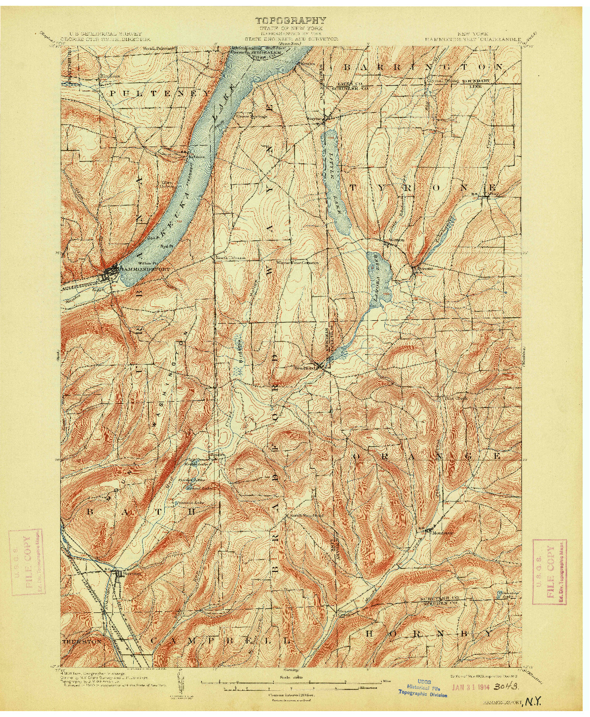 USGS 1:62500-SCALE QUADRANGLE FOR HAMMONDSPORT, NY 1903